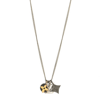 LOUIS VUITTON Metal LV Instinct Necklace Silver Gold