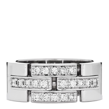 CARTIER 18K White Gold Diamond Maillon Panthere Band Ring 49 5