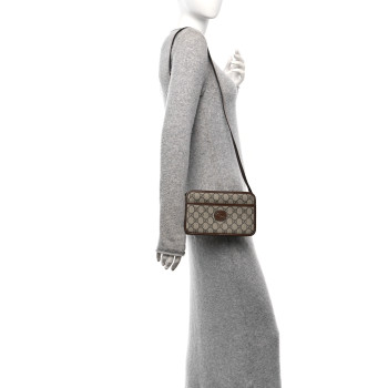 GUCCI GG Supreme Monogram Azalea Calfskin Mini Retro Interlocking G Shoulder Bag Beige Ebony Brown Sugar