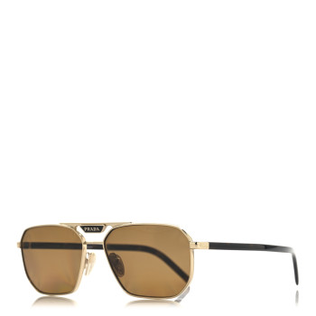 PRADA Metal Logo Sunglasses SPR 58Y Gold Tortoise