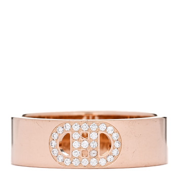 HERMES 18K Rose Gold Diamond PM H D'Ancre Ring 50 5.25