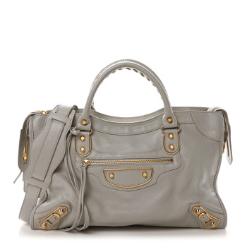 BALENCIAGA Chevre Silver Metallic Edge Hardware City Gris Glace BALENCIAGA Chevre Silver Metallic Edge Hardware City Gris Glace