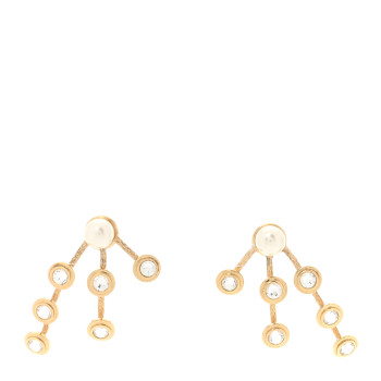 CHRISTIAN DIOR Pearl Crystal Tribales Pendant Earrings Gold