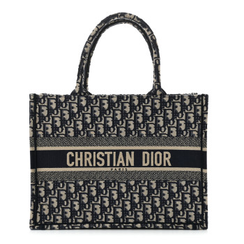 CHRISTIAN DIOR Oblique Medium Book Tote Blue Multicolor
