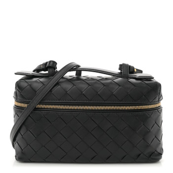 BOTTEGA VENETA Calfskin Intrecciato Bang Bang Vanity Case Black