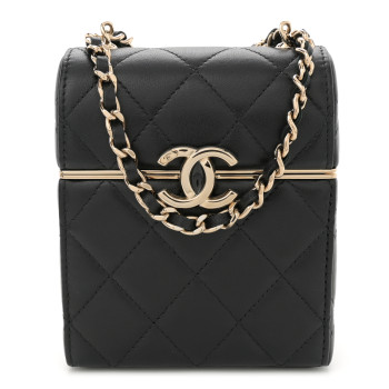CHANEL Lambskin Quilted Small Box With Chain Black