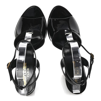 SAINT LAURENT Patent Jodie 95 Platform Sandals 40 Black