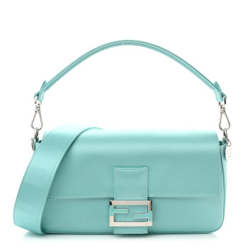 FENDI X TIFFANY Satin Nappa Silver Baguette Blue Tiffany Silver