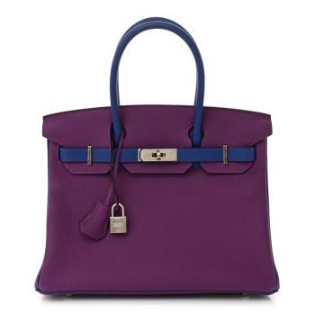 HERMES Togo Horseshoe Birkin 30 Anemone Blue Electrique