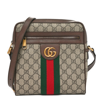 GUCCI GG Supreme Monogram Web Small Ophidia Messenger Bag Brown