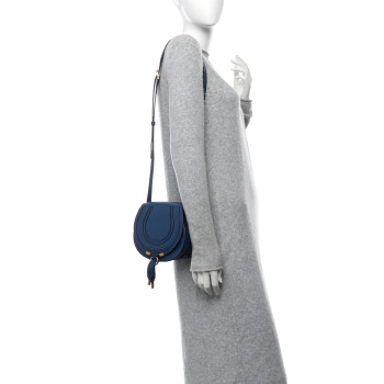 CHLOE Calfskin Small Marcie Round Crossbody Bag Deep Denim