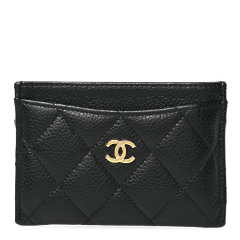 CHANEL Caviar Quilted Card Holder Black