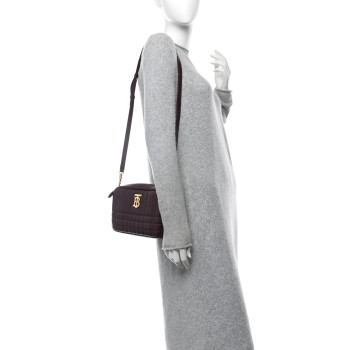 BURBERRY Calfskin Quilted Small Lola Camera Bag Deep Maroon