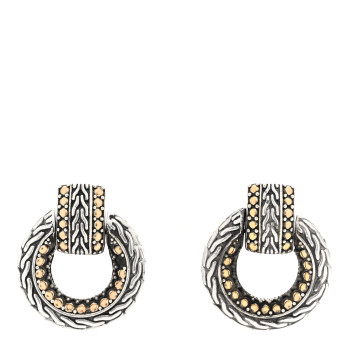 JOHN HARDY Sterling Silver 18K Yellow Gold Dot Doorknocker Drop Earrings