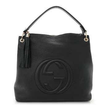 GUCCI Pebbled Calfskin Large Soho Hobo Black
