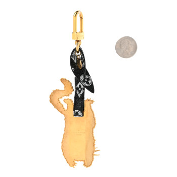 LOUIS VUITTON Catogram Flying Cat Bag Charm Key Holder Gold Black