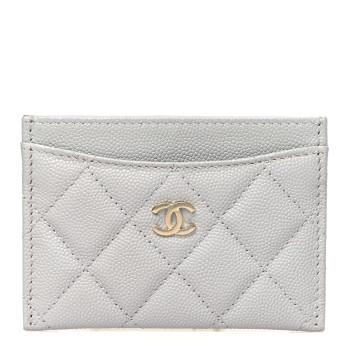 CHANEL Caviar Quilted Card Holder Grey