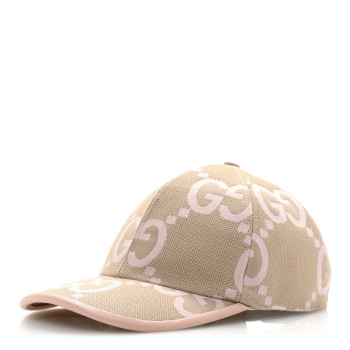 GUCCI Monogram Jumbo GG Mosteri Baseball Hat M 57 Beige Light Pink