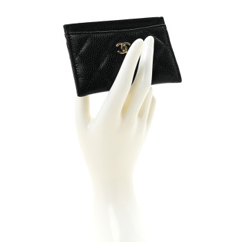 CHANEL Caviar Quilted Card Holder Black