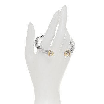DAVID YURMAN Sterling Silver 14K Yellow Gold 7mm Cable Classics Dome Bracelet