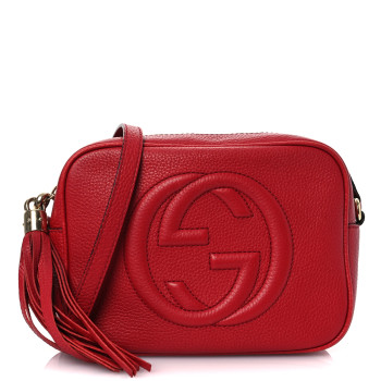 GUCCI Pebbled Calfskin Small Soho Disco Bag Vibrant Red