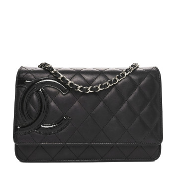 CHANEL Calfskin Quilted Cambon Wallet on Chain WOC Black