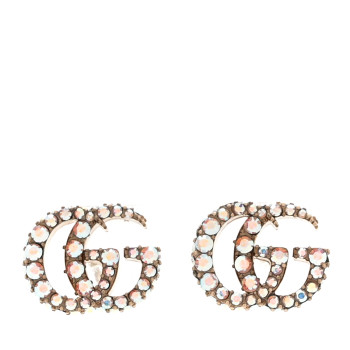 GUCCI Crystal GG Marmont Stud Earrings Aurora Borealis