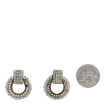 JOHN HARDY Sterling Silver 18K Yellow Gold Dot Doorknocker Drop Earrings