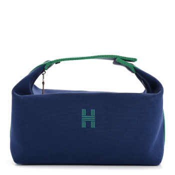 HERMES Canvas Large Bride-A-Brac Pouch Marine