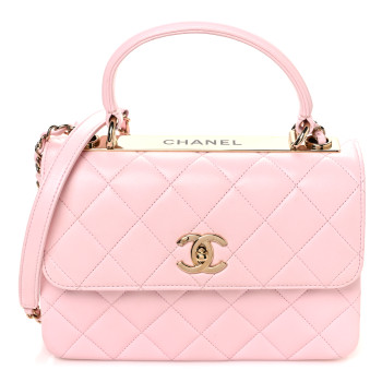 CHANEL Lambskin Quilted Small Trendy CC Flap Dual Handle Bag Light Pink