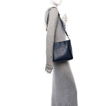 STELLA MCCARTNEY Eco Alter Nappa Perforated Logo Mini Crossbody Navy