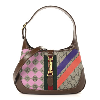 GUCCI GG Supreme Monogram Azalea Calfskin Print Web Small Jackie 1961 Hobo Multicolor