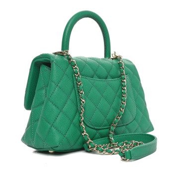 CHANEL Caviar Quilted Mini Coco Handle Flap Green