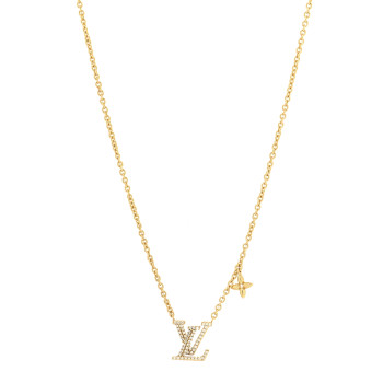LOUIS VUITTON Metal Crystal LV Iconic Necklace Gold