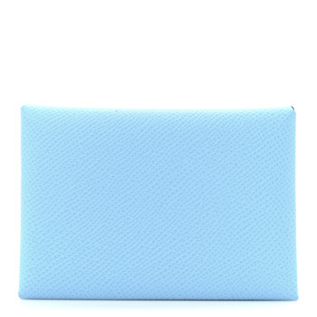 HERMES Epsom Calvi Duo Card Case Celeste