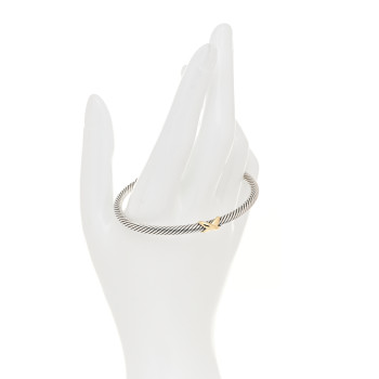 DAVID YURMAN Sterling Silver 18K Yellow Gold 4mm X Station Cable Bracelet