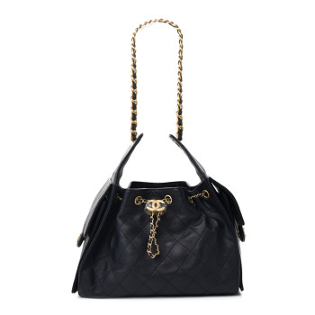 CHANEL Caviar Quilted Small Chanel 25 Handbag Dark Navy