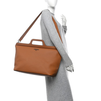 FENDI Vitello Cher Fendi Roma Duffle Bag Saddle Brandy