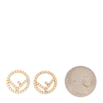 FENDI FF Crystal Round Earrings Gold