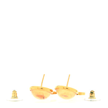 CHANEL Metal Round CC Medallion Drop Earrings Gold