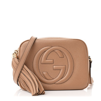 GUCCI Pebbled Calfskin Small Soho Disco Bag Camelia