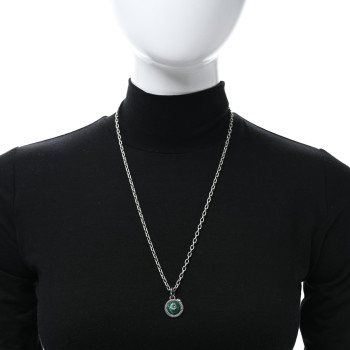 GUCCI Sterling Silver Resin Garden GG Necklace Green