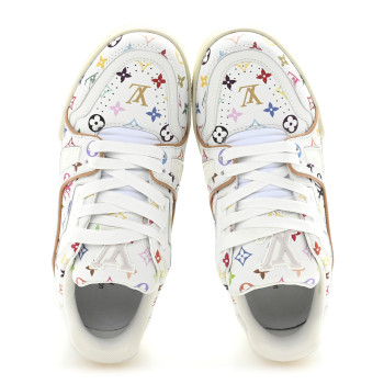LOUIS VUITTON LV X TM Calfskin Monogram Multicolor Womens LV Trainer Sneakers 36 White