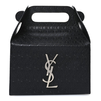 SAINT LAURENT Calfskin Monogram Take Away Box Black