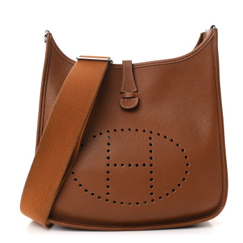 HERMES Taurillon Clemence EVELYNE III PM Gold
