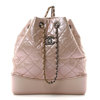 CHANEL Iridescent Aged Calfskin Quilted Small Gabrielle Backpack Pink