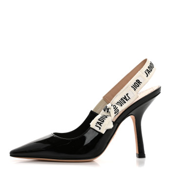 CHRISTIAN DIOR Patent Ribbon J'Adior Slingback 100mm Pumps 35 Black