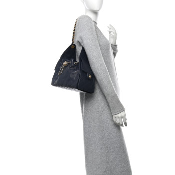 CHANEL Caviar Quilted Small Chanel 25 Handbag Dark Navy