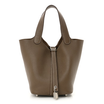 HERMES Taurillon Clemence Picotin Lock 18 PM Etoupe