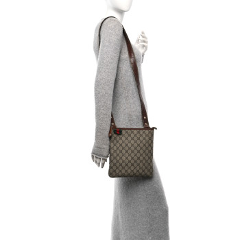 GUCCI GG Plus Monogram Signature Web Loop Messenger Brown